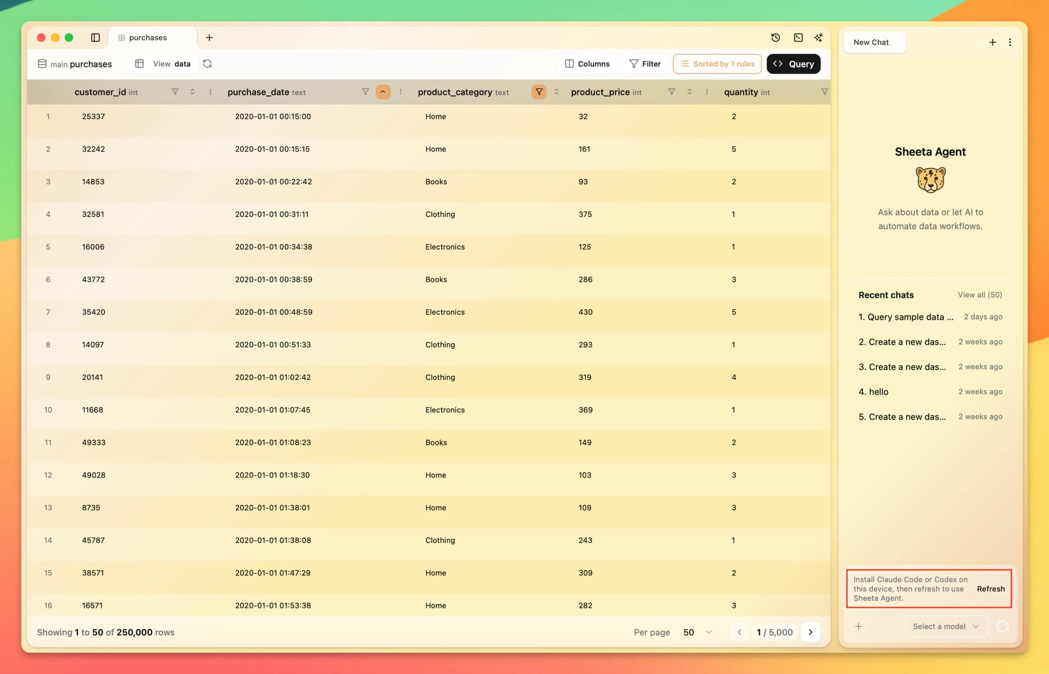 Agent panel before a CLI is installed