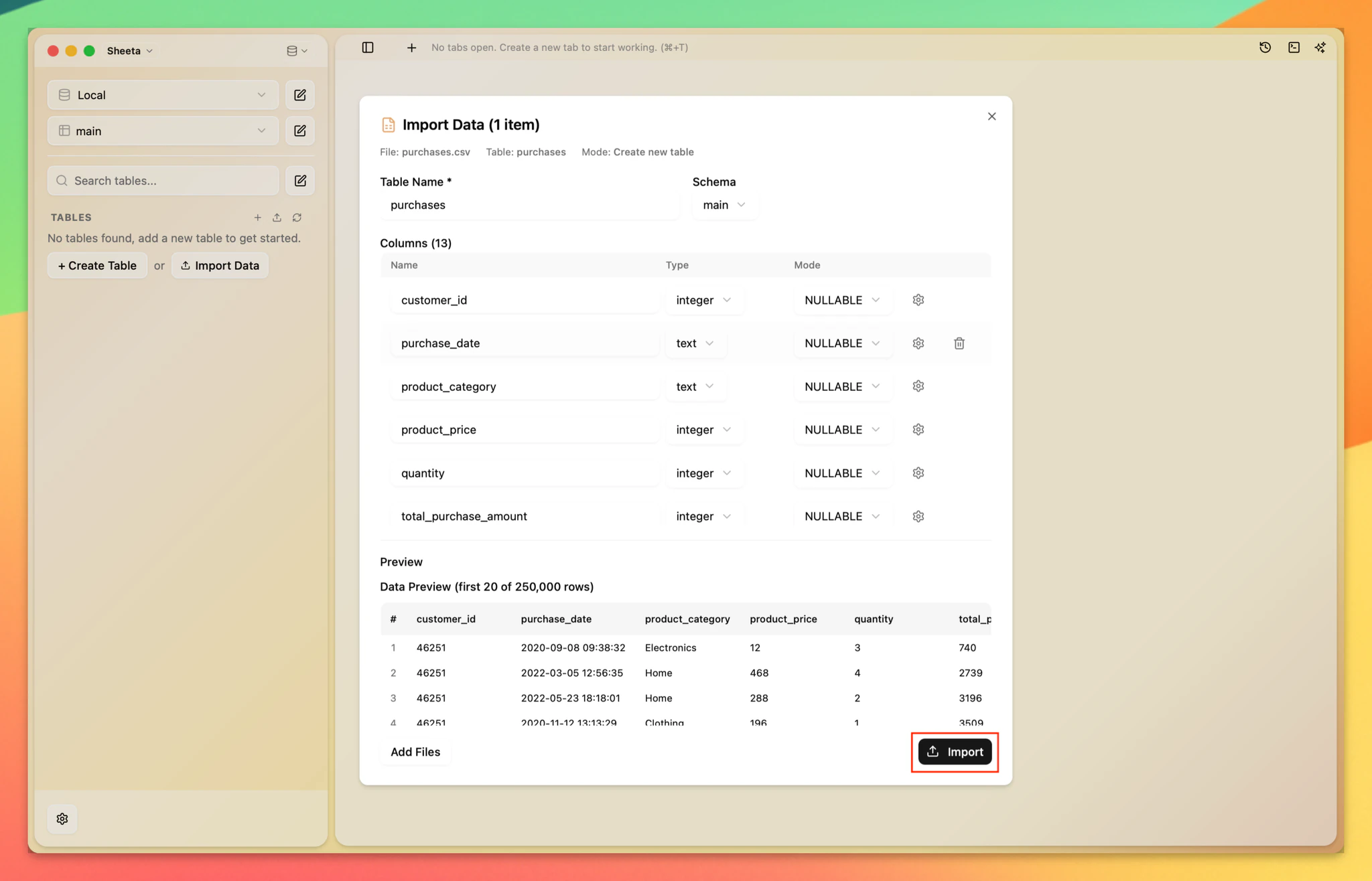 Confirm data import