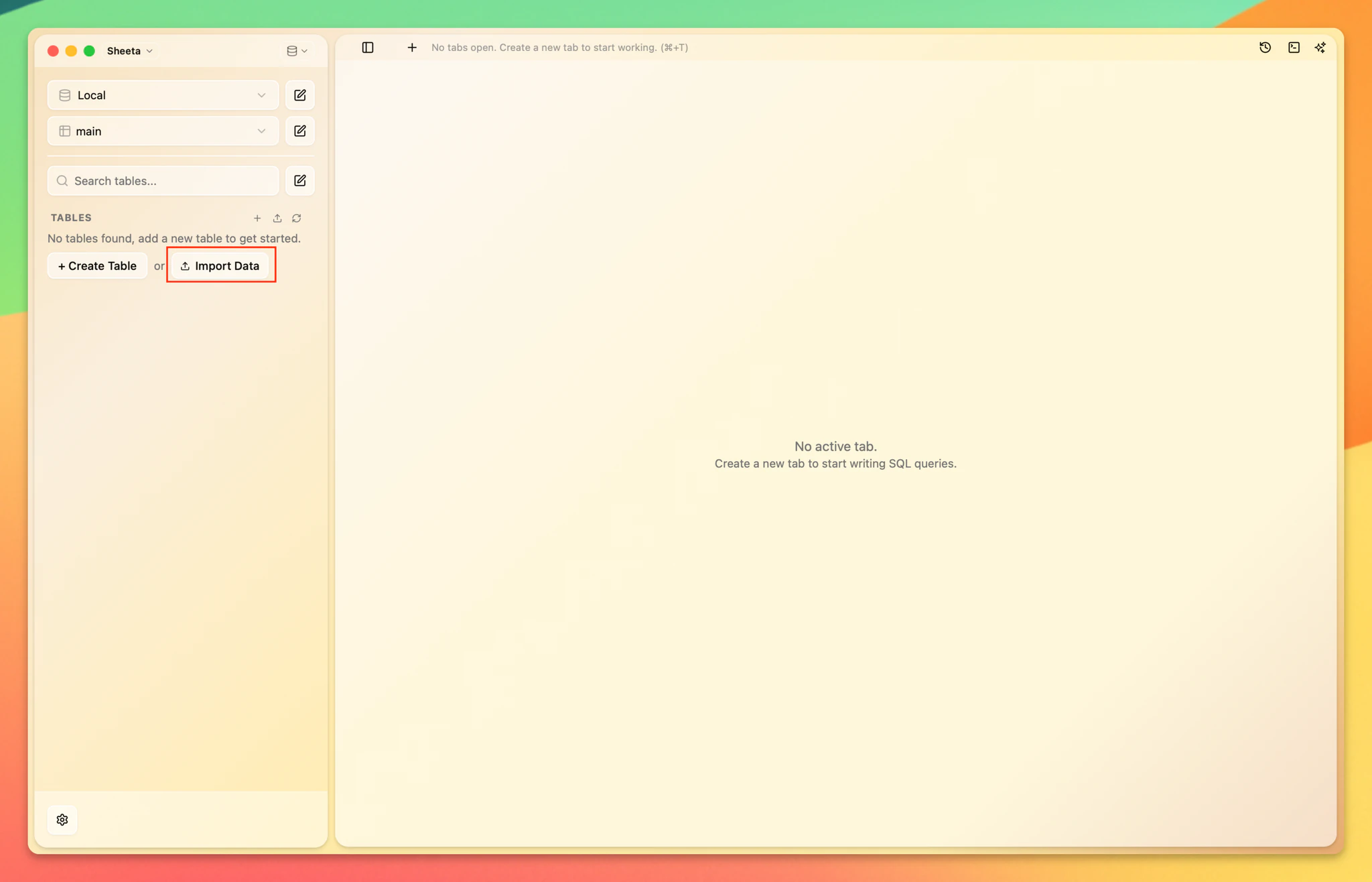 Click Import Data