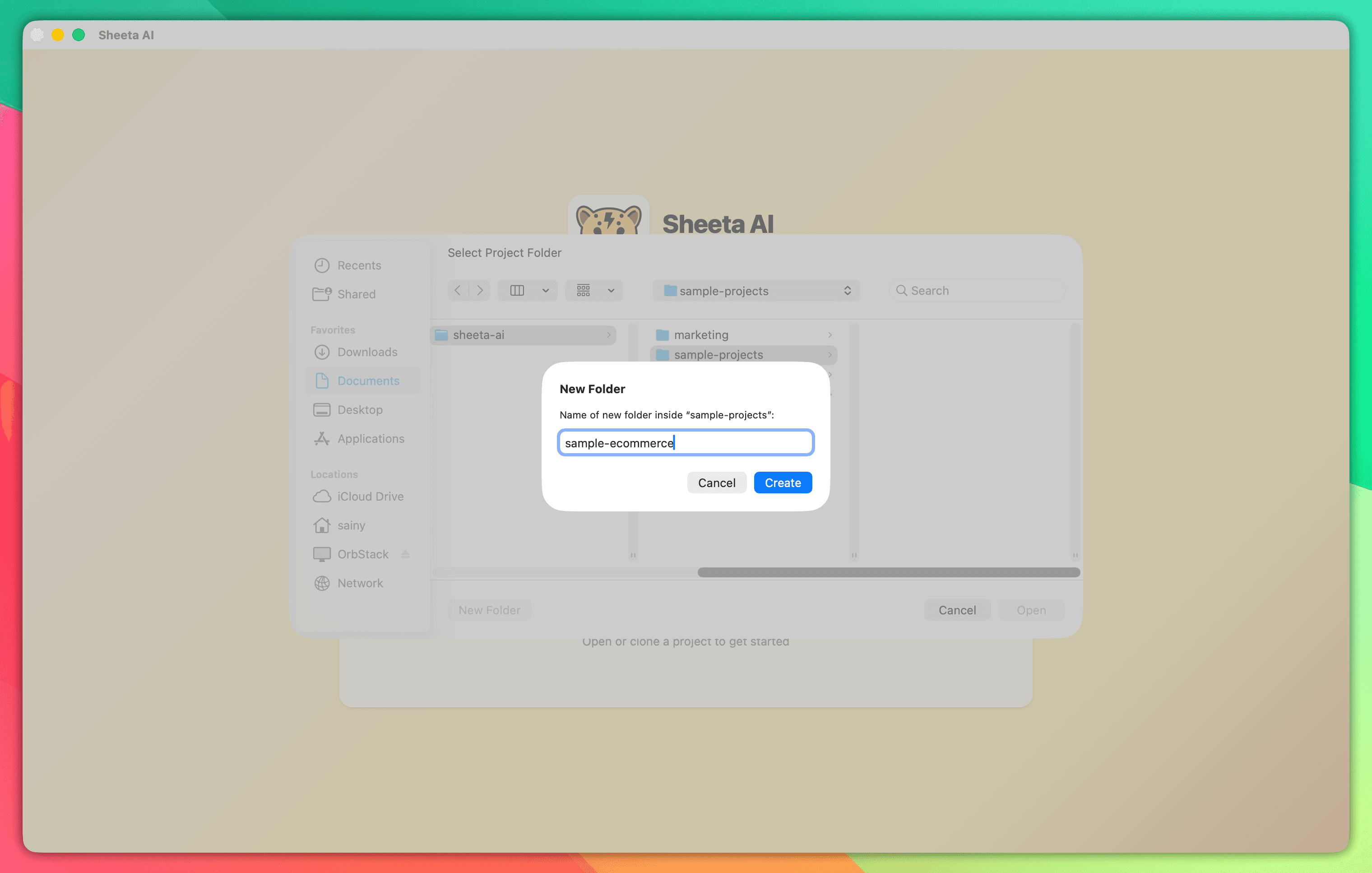Creating a new Sheeta AI project